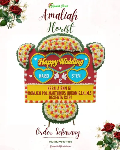 Karangan Papan Bunga Pernikahan di Pasar Pagi